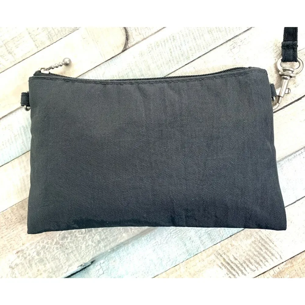 BAGGALLINI GRAY NYLON CANVAS ZIP TOP POCKETS X-BODY SHOULDER BAG HANDBAG PURSE